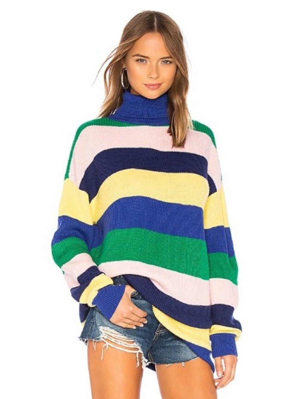 Lovers + Friends Marianne Stripe Sweater Women XS Colorblock Y2K Preppy